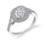 Classic Double Cushion Halo Round Brilliant Engagement Ring S1128