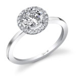 Classic Round Center Shiny Shank Diamond Engagement Ring SY293