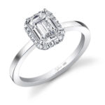 Classic Emerald Shiny Shank Engagement Ring SY293-EM