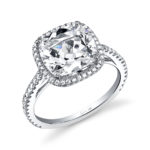 Unique Cushion Cut Halo Diamond Engagement Ring SY395