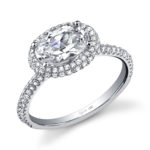 Modern East-West Oval Cut Diamond Engagement Ring SY630