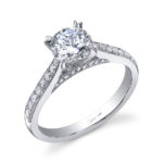 Classic Round Center Milgrain Engagement Ring SY808