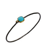 24K Oxidized Sterling Silver Oval Turquoise Candy Bracelet