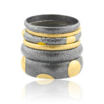 24K and Oxidized Sterling Silver Fusion Bangles Stacked