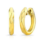 18K Gold Carved Huggie Earring