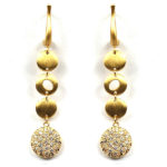 18KY Pave Dot Drop Earrings