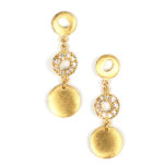 18KY Triple Halo & Dot Earrings