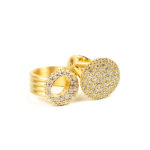 18KY Big Halo Ring and 19KY Big Dot Ring