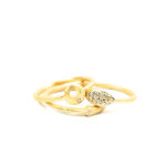 18KY Leaf Stackable, 18KY Simple Halo Stackable, and North Star Stackable 