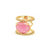18KY Pink Sapphire & Champagne Diamond Ring