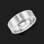 8MM White Tungsten Carbide Satin Finish Flat Center with Bright Polish Round Edge Comfort Fit Wedding Band