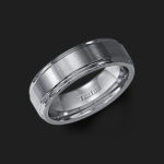 7MM Tungsten Carbide Brush Finish Flat with Bright Round Rims Comfort Fit Band