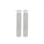 Curb Link Fringe Earrings with Clear Quart 