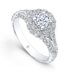 Diamond Flower Halo Milgrain 140-00558