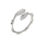 Bamboo Navette White Gold Ring with Single Diamonds