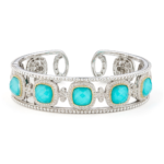 Provence Beaded Pave Square Cushion Turquoise Stone Cuff