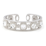 Provence Beaded Pave Square Cushion White Topaz Stone Cuff